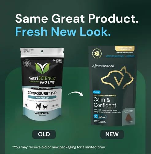 Vista 2 de VETRISCIENCE Max Veterinary Strength Calm & Confident Chews - Suplemento de estrés para mascotas - Apoya la función cerebral para gatos y perros