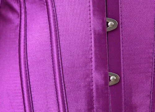 Vista 4 de Conjunto de lencería sensual para mujer, corsé de satén negro modelador de cintura