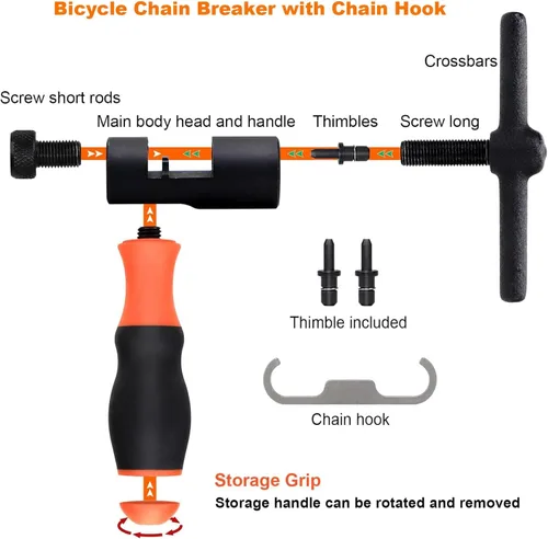 Vista 3 de Kit de herramientas de reparación de cadena de bicicleta, divisor de cadena de bicicleta, alicates maestros, indicador de desgaste de cadena