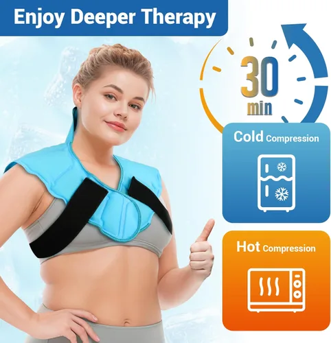 Vista 8 de Comfytemp Compresa de hielo para alivio del dolor de cuello y hombros, elegible para HSA FSA portátil, compresa de hielo reutilizable para hombros
