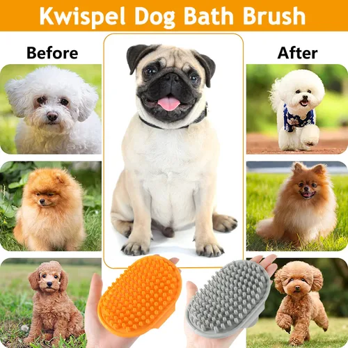 Vista 6 de Cepillo de baño para perros, 2 piezas de cepillo de aseo para perros, cepillo de goma para lavado de perros, champú para perros, cepillo de baño