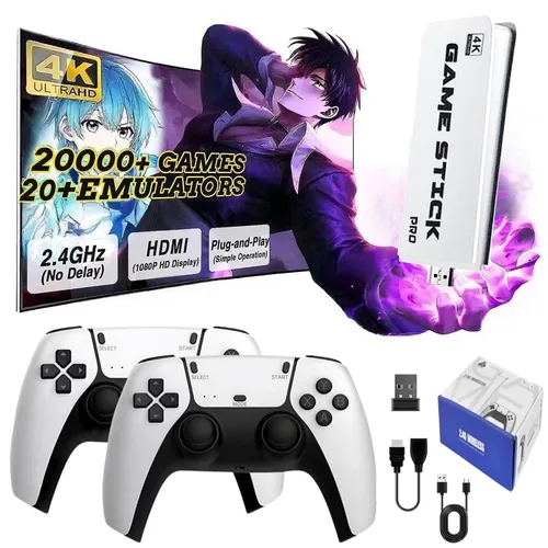 Retro Gaming Console with 20000+ Classic Games - Dual Controllers, Plug & Play, 2 Players, HDMI Output, Family Entertainment System (63G)