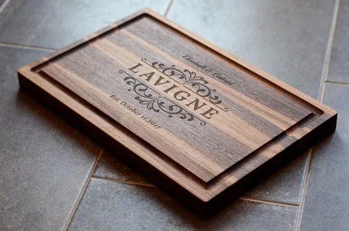 Vista 6 de Personalized Cutting Board, Customized Engraved Cutting Board, Gift for Wedding, Anniversary, Birthday, Housewarming Walnut & Maple