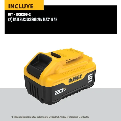 Vista 3 de DeWalt DCB206-2 20V máx 6.0Ah batería de ion de litio, 2