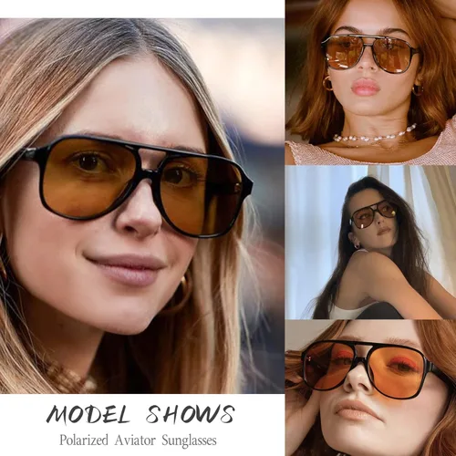 Vista 3 de Teumire Classic Polarized Aviator Sunglasses for Men Women Retro Oversized Frame Sun Glasses