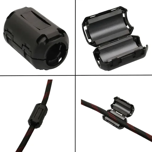 Vista 5 de Cable supresor de ruido RFI EMI de 0.138 in con clip de anillo de ferrita de 0.138 in para teléfonos, televisores, altavoces, equipo de audio