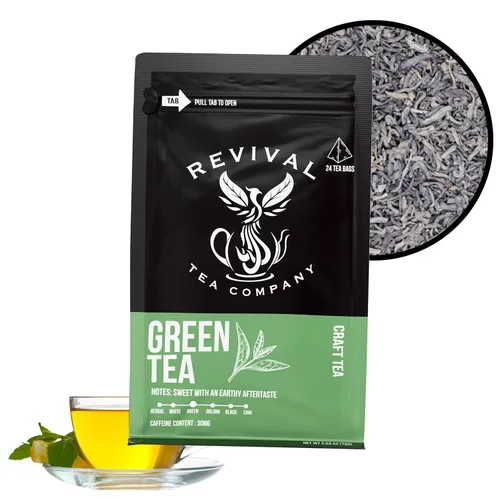 Vista 8 de Revival Tea Company Té verde de arándanos - Mezcla de té verde con sabor natural a arándanos - Hoja suelta 6 onzas