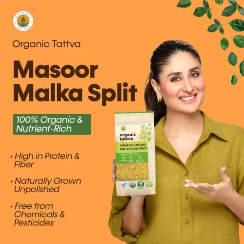 Vista 3 de Organic Tattva Lentejas rojas divididas Masoor Malka enteras, 17.64 oz con certificación USDA