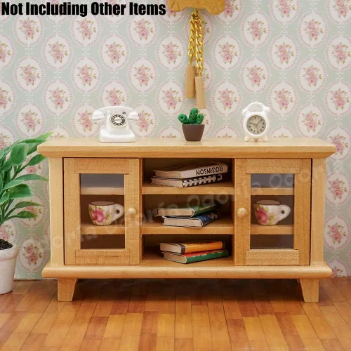 Vista 5 de Odoria 1/12 soporte de TV en miniatura accesorios para muebles de casa de muñecas, Burlywood