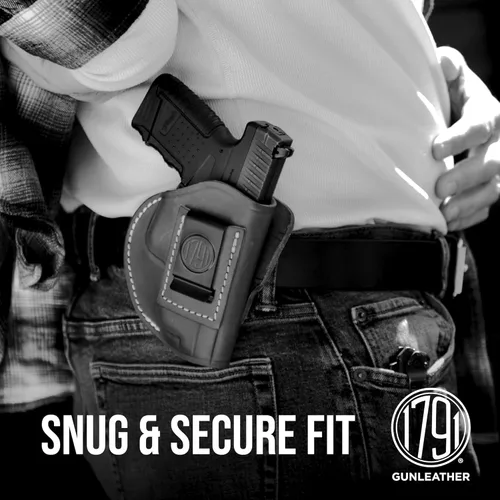Vista 5 de 1791 GunLeather Funda Glock 19 de 4 vías – Funda OWB e IWB CCW – Funda de cuero para pistola de mano derecha – Compatible con G19, Beretta 92FS