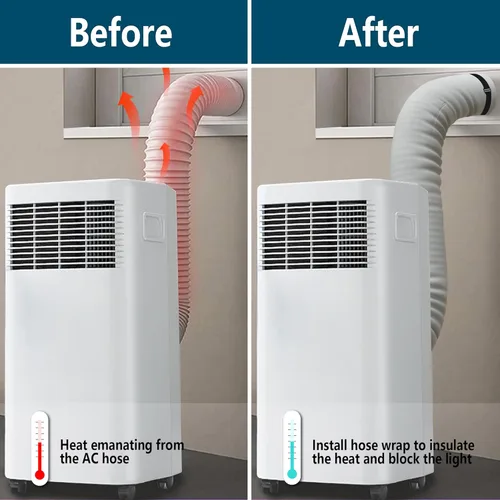 Vista 5 de Cubierta de manguera de aire acondicionado, cubierta de ventilación de conducto de manguera de CA, cubierta aislada para CA portátil para mangueras