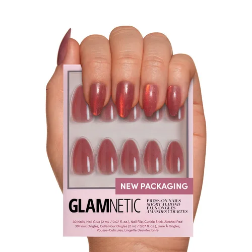 Vista 50 de Glamnetic - Wild Card Uñas postizas con acabado UV opaco, cortas, de punta de almendra, uñas pastel de calidad de salón en 12 tamaños - Kit de 24