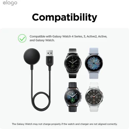 Vista 2 de elago GW2 - Cargador de reloj compatible con Samsung para Galaxy Watch 4/4 Classic / 3 / Active (1.57 ~ 1.81 pulgadas) - [negro]