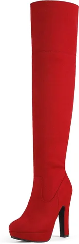 DREAM PAIRS - Botas altas por encima de la rodilla para mujer, con tacón grueso y plataforma