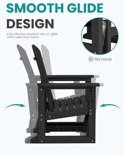 Vista 6 de SERWALL Silla Planeadora para Exteriores, Silla Planeadora de Patio HDPE Balancín Resistente a Todo Clima para Exteriores, Negro