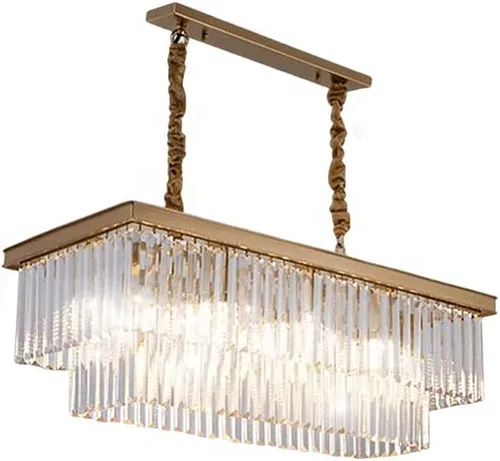 Vista 11 de Lámpara colgante de cristal de 24 pulgadas, moderna lámpara de araña de 3 niveles dorada de montaje empotrado cerca de luces de techo para sala