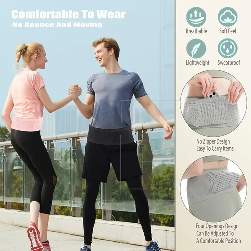 Vista 4 de Cinturón delgado de correr para hombres y mujeres, riñonera para correr, soporte para teléfono para correr, bolsa de cintura, cinturón
