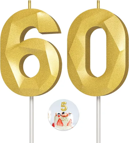 Vista 7 de Velas de cumpleaños con números (0 velas negras), forma de diamante 3D, decoración de pastel de feliz cumpleaños para niños y hombres, cumpleaños