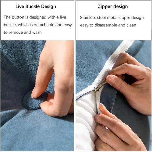 Vista 5 de Almohada triangular de lectura para reposo de cama, cojín grande para cabecero, respaldo de cuña, con funda extraíble y bolsillos laterales grandes