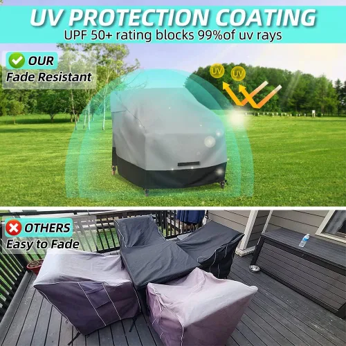 Vista 4 de Funda impermeable para silla giratoria de patio, paquete de 2, 600D, fundas resistentes para muebles de exterior para césped, terraza, jardín, patio