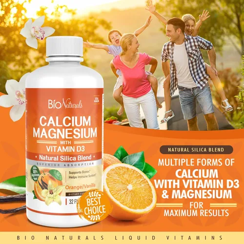Vista 5 de Bio Naturals Suplemento líquido de calcio y magnesio con vitamina D3, fórmula natural, cuatro tipos de calcio apoya huesos fuertes con absorción