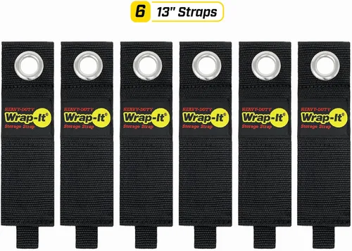 Vista 3 de Correas de almacenamiento resistentes Wrap-It, 33 cm (paquete de 6) - Gancho y bucle organizador de cables de extensión, envoltura de cable, correas