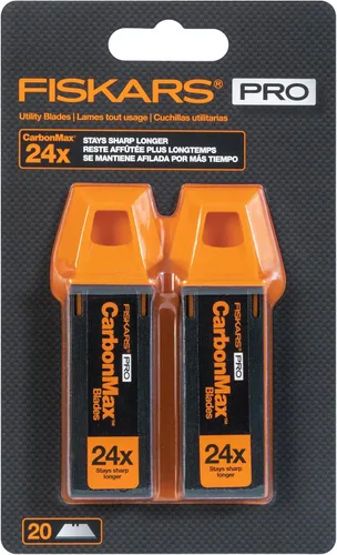 Vista 2 de Fiskars Pro CarbonMax - Cuchillas de cuchillo utilitario de 3/4 pulgadas, cuchillas de repuesto hechas con acero al carbono, paquete de 20