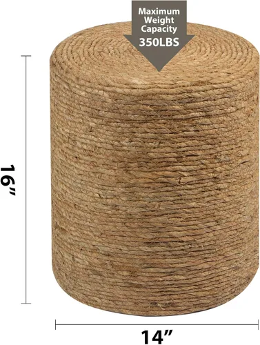 Vista 3 de Wimarsbon Taburete de pie de hierba marina natural, otomana redonda tejida a mano, para sala de estar, asiento al aire libre (natural)