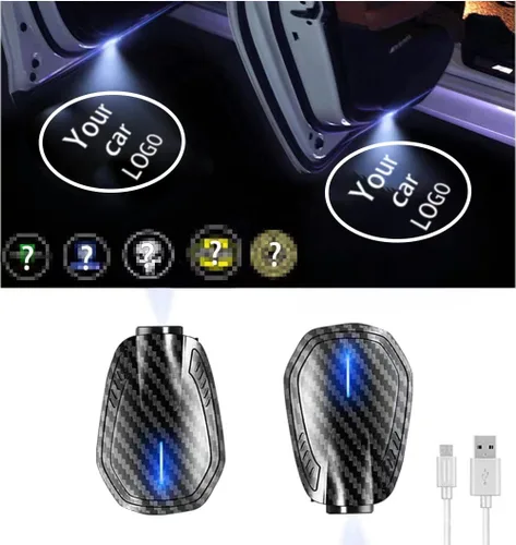 LOWEEY LOWEEY Luces para Puerta de Auto, 2 Piezas de Luces LED para Puerta de Auto con Proyector de Logotipo, Luces de Cortesía Recargables