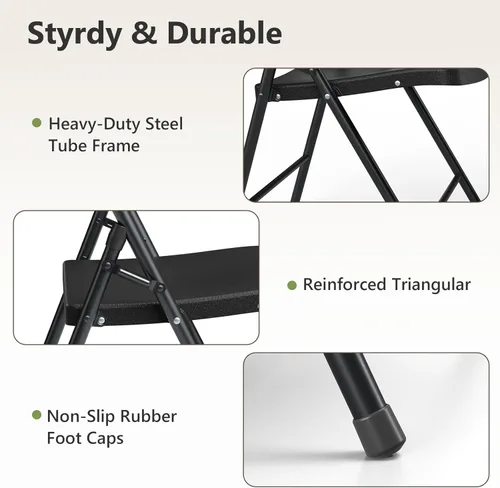 Vista 6 de Paquete de 2 sillas plegables, sillas plegables de metal resistente de plástico para exteriores e interiores, portátiles de capacidad de 350 libras