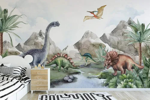 Vista 3 de Murwall Kids Wallpaper for Boys Dinosaur Wall Mural Jurassic World Dino Wall Murals Soft Childroom Wallpapers