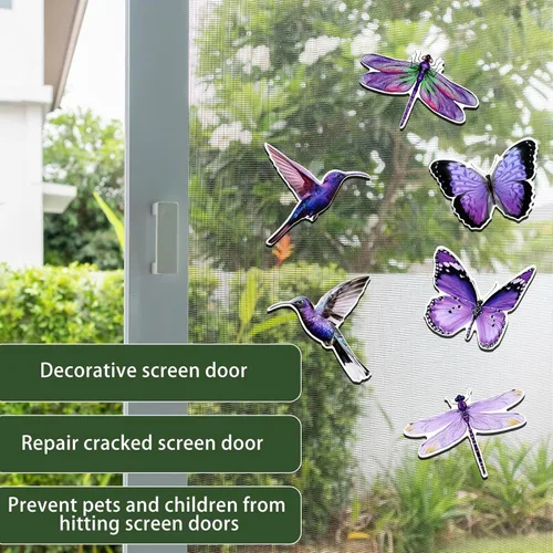 Vista 3 de Konohan 12 imanes de puerta mosquitera, mariposa, colibrí, libélula de doble cara, flexible, decorativo, retráctil, protector magnético, calcomanías