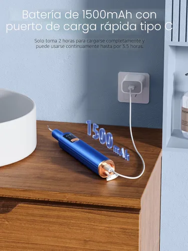 Vista 7 de Removedor de placa para dientes, herramientas dentales, herramientas de limpieza de dientes con 6 cabezales reemplazables, púa dental 8 en 1, luz