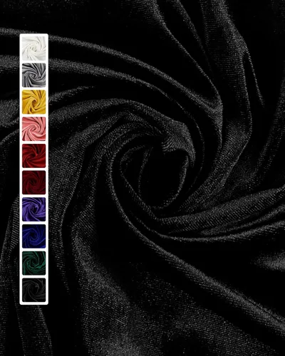 HOTGODEN Tela de terciopelo elástico por The Yard: Negro 63" Ancho 1 yarda 95% poliéster 5% Spandex Tela de terciopelo para costura de bricolaje,
