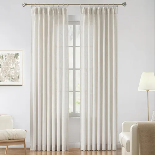 Vista 69 de Vision Home - Cortinas plisadas y semitraslúcidas con ganchos, mezcla de lino texturizado, filtran la luz, para sala, dormitorio, 2 paneles, 40 x 63