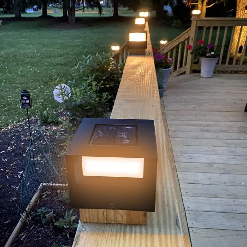 Vista 5 de Viewsun Paquete de 12 luces solares para tapa de poste, luces solares para valla al aire libre con LED SMD, luz decorativa impermeable para valla