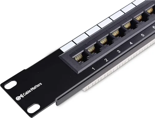 Vista 3 de [Listado UL] Cable Matters Mini panel de conexión de 8 puertos con soporte 89D de montaje, panel de conexión compacto de 10 pulgadas para montaje