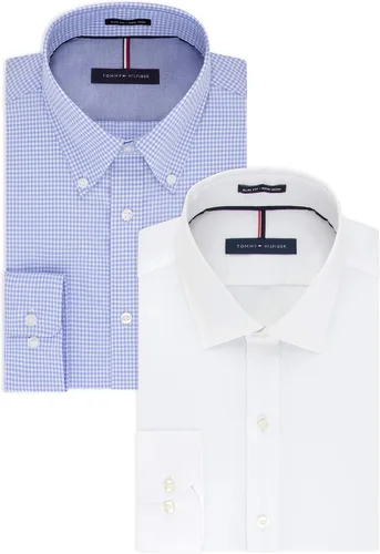Vista 13 de Tommy Hilfiger Camisa de vestir sólida sin planchado para hombre Azul
