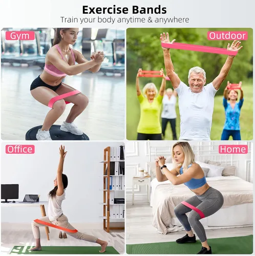 Vista 4 de Resistance Bands for Working Out, 5-Pack Elastic Exercise Bands for Strength Training, Stretching, Workout; Home Gym Equipment for Women Men