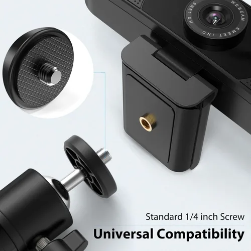Vista 6 de EMEET - Trípode de cámara web, mini trípode profesional para cámara web, alturas ajustables con cabezal giratorio de 360°, portátil y ligero, uso