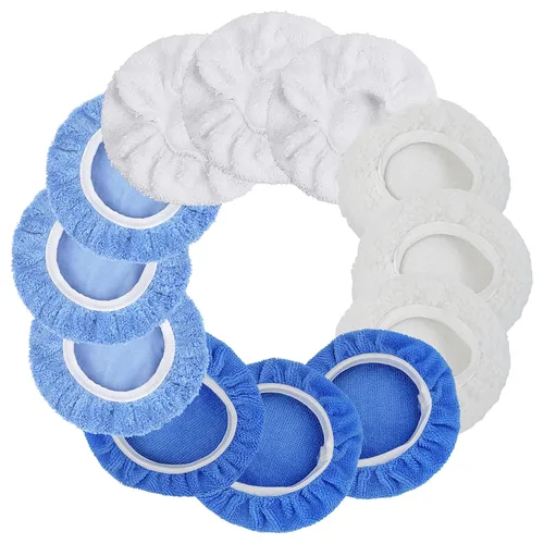 Vista 8 de OTUAYAUTO 8 capó de pulido de 7 a 8 pulgadas, gorro de microfibra para pulir el automóvil, capó amortiguador orbital para la mayoría de pulidores