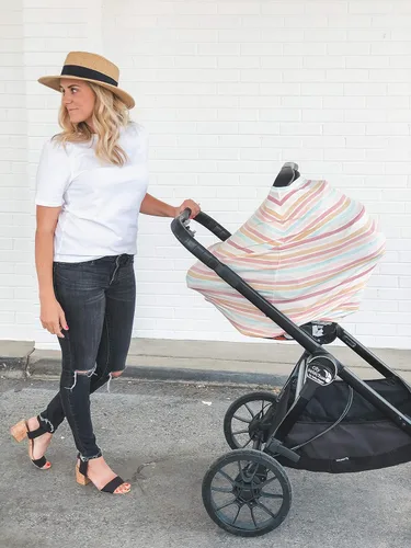 Vista 8 de Copper Pearl Funda multiusos: funda para asiento de automóvil, lactancia y cochecito para el sol, tela elástica, uso para todas las estaciones, Belle