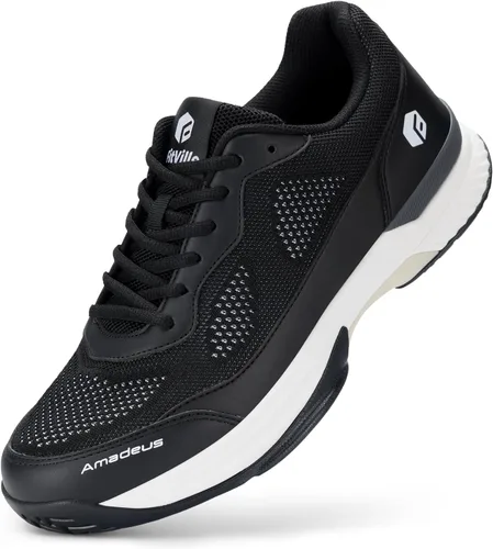 FitVille Zapatos anchos para Pickleball para hombre, zapatillas de tenis para todos los tipos de cancha, zapatillas atléticas para deportes de Negro