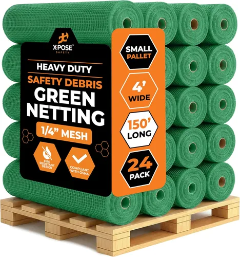 Vista 46 de Xpose Safety Red de seguridad para construcción de Xpose Safety - Rollo de material temporal de 150 pies, malla de 1/4" para cerca de andamio