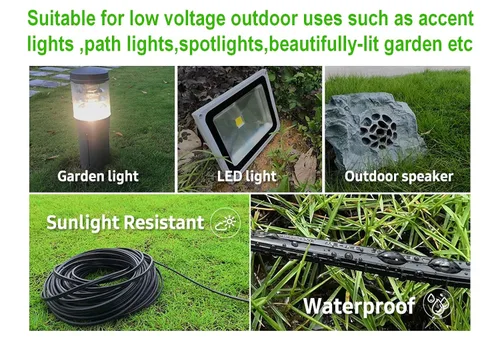 Vista 6 de TUOFENG 18awg Alambres eléctricos de 2 conductores Cable de paisaje de bajo voltaje de 100 pies Cable de iluminación al aire libre 18/2 calibre