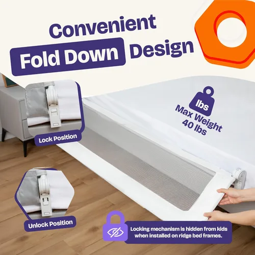 Vista 12 de ComfyBumpy Paquete de 1 riel de cama para niños pequeños de 35.5 pulgadas de largo x 19.5 pulgadas de alto, rieles de cama para niños pequeños, Azul