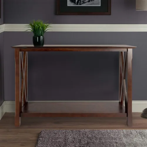Vista 2 de Winsome Xola - Mesa consola con estante en capuchino, mesa de entrada delgada para pasillo, sala de estar, muebles elegantes para cualquier