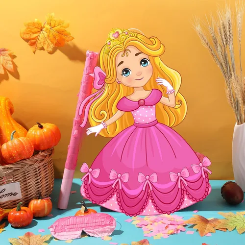 Vista 2 de Threan Decoraciones de fiesta de hada de piñata de princesa, bailarina de piñata de ballet rosa, juego de cumpleaños, suministros de fiesta
