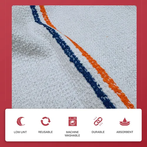 Vista 2 de Angel-in-Armor - Trapos de tela de toalla a rayas blancas (16 x 19 pulgadas) – Caja a granel de toallas de limpieza de algodón de 8 x 4 libras