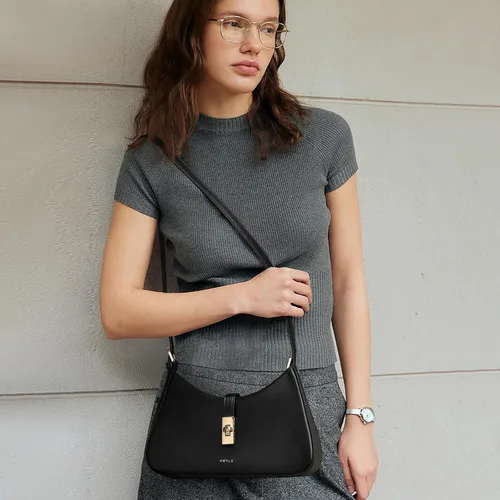 Vista 2 de Keyli - Bolso de hombro de moda para mujer, de cuero vegano, con correa ajustable, bolsos estilo hobo, con asa larga